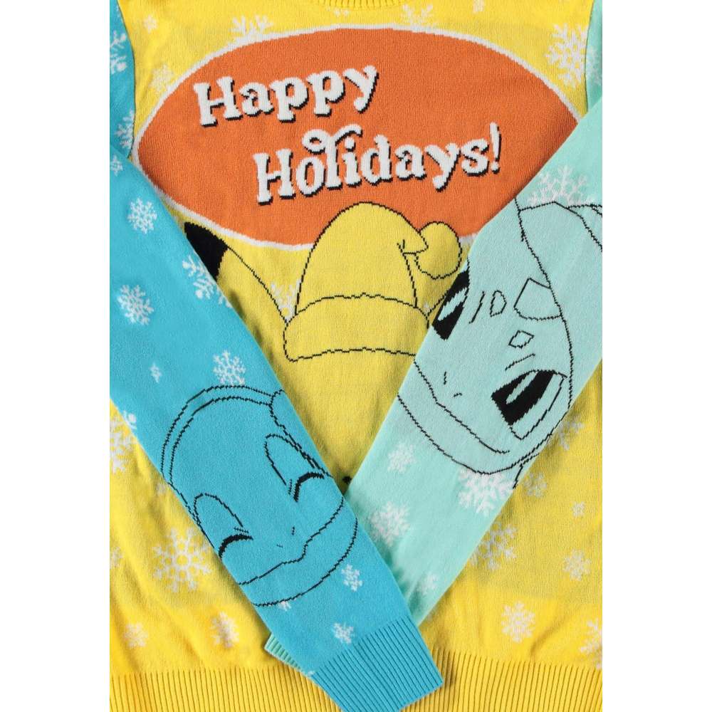 Pokémon - Pikachu Bulbasaur Squirtle & Charmender Christmas Pull en tricot - Multicolore